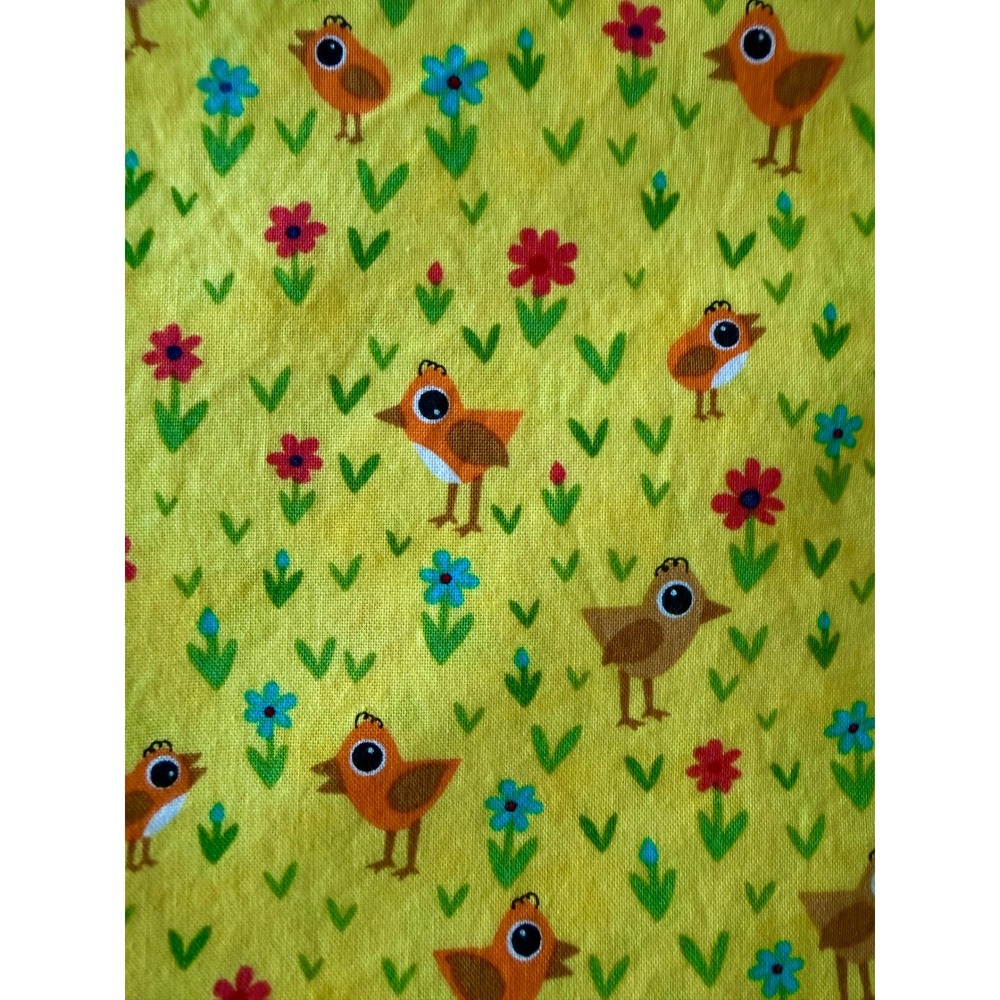 KIDCORE Baby Chicks Flowers‎ Fabric Yellow Cotton Kids Sewing Quilt
